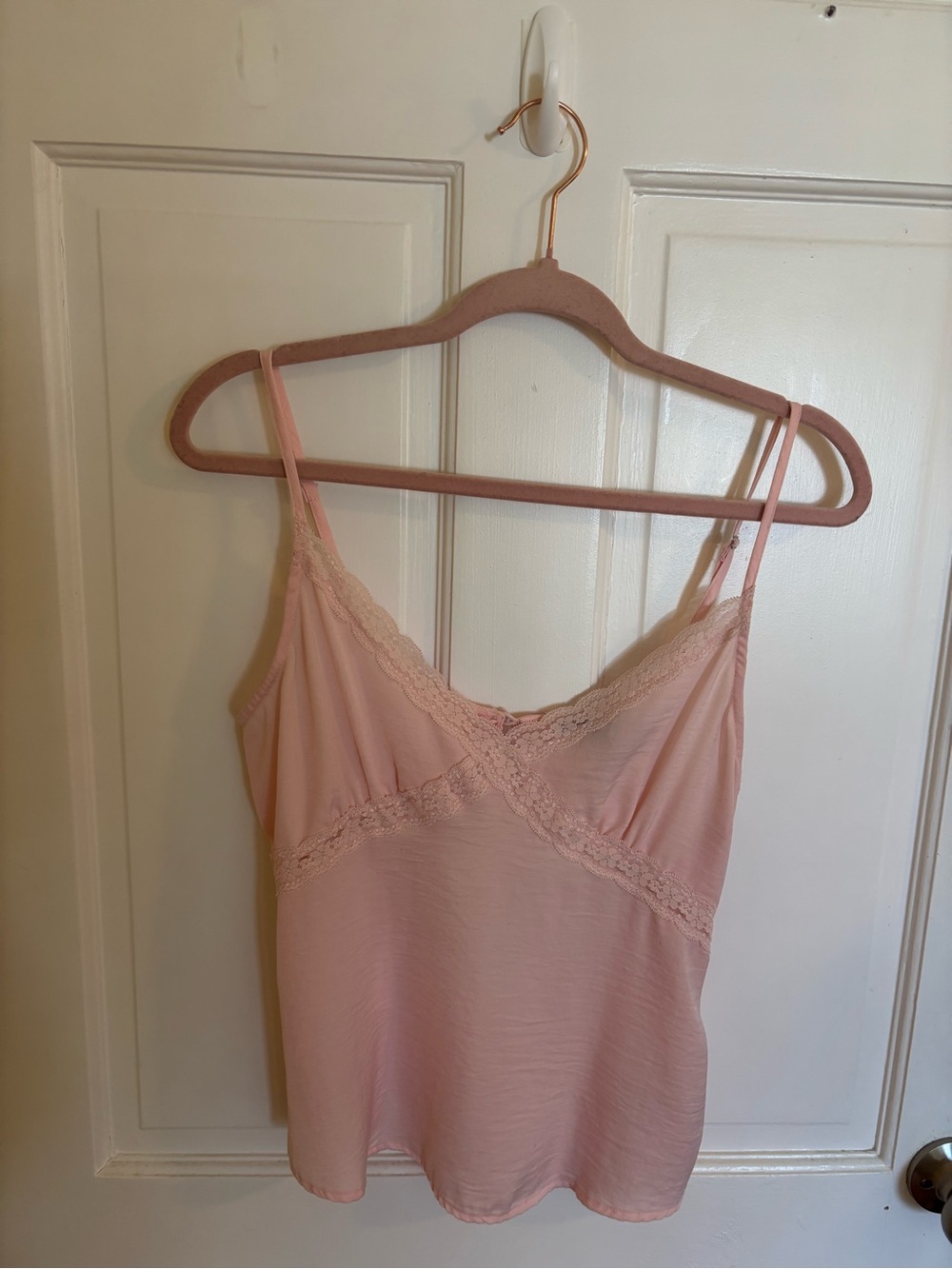 Forever 21 Women’s Pink Lace-Trim Camisole Top Size Small
